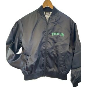 Vtg Black Satin Embroidered Tourin' Tin Southern CA Nemesis Jacket‎ Size M USA